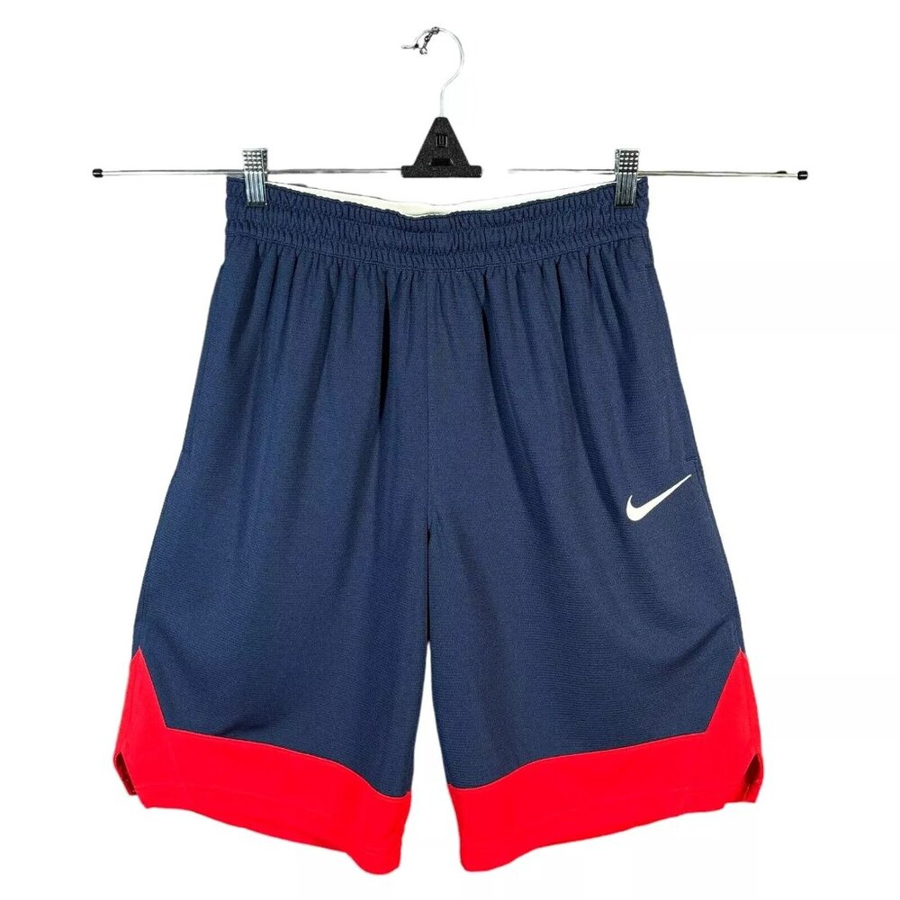 Nike Men's Basketball Gym Running‎ Shorts Size M Blue/Red Dri-Fit Tech Adj Waist